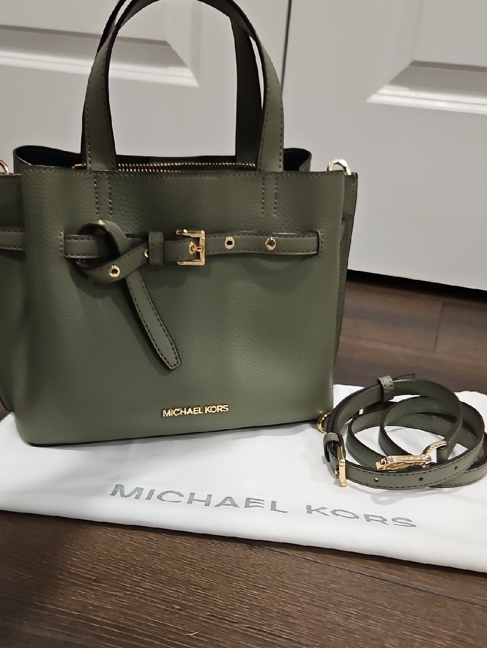 Michael Kors Handbag Emilia Small Satchel 2way Leather - Army Green + Dustbag